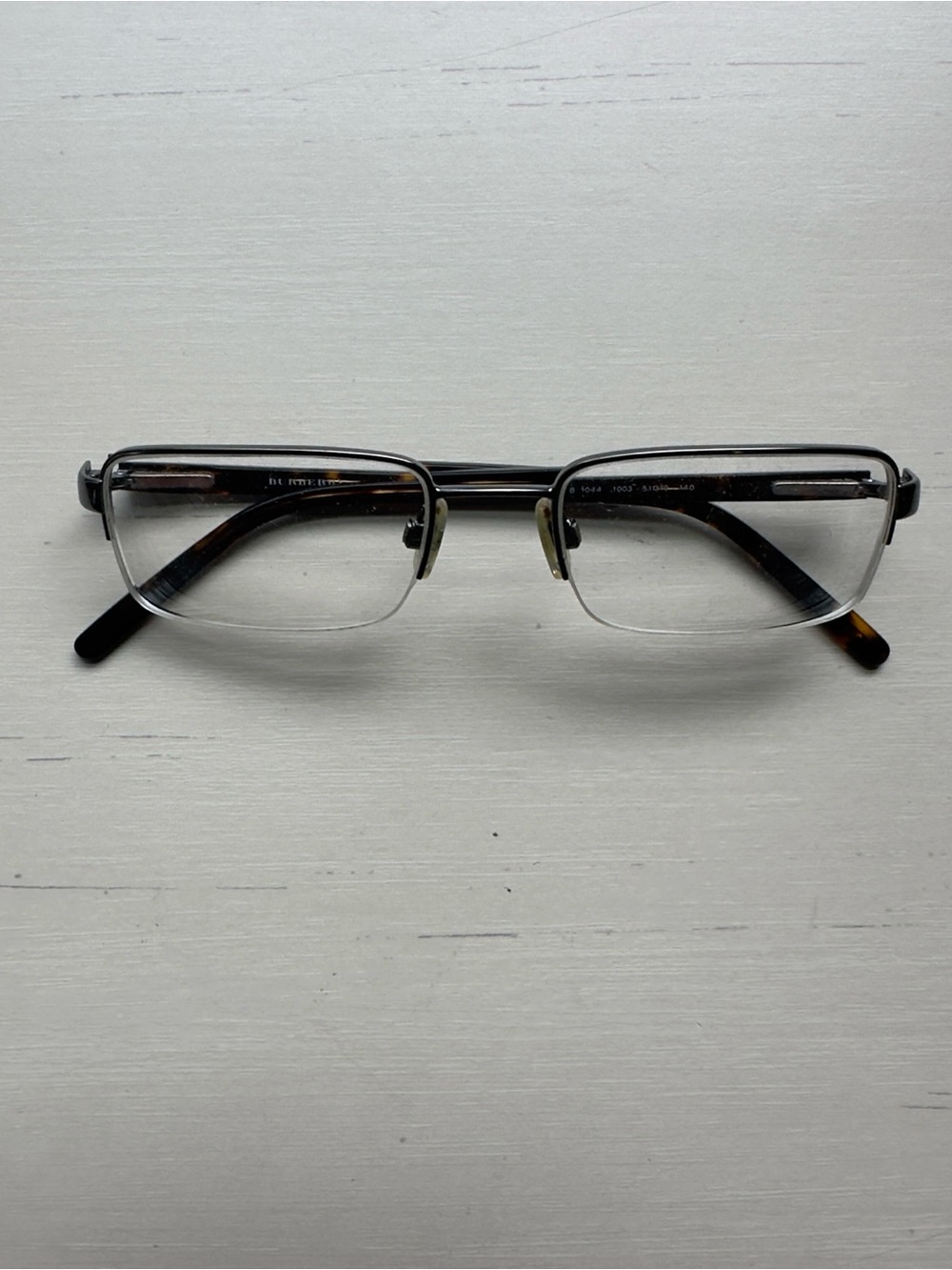 Vintage Burberry Rimless Rectangular Tortoise Eyeglasses Frames - late 90s